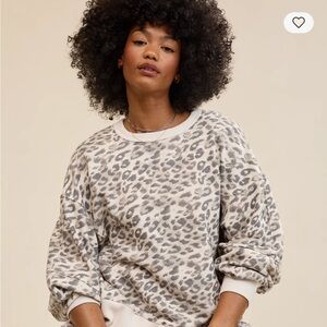 Leopard Print Crewneck Sweatshirt in Neutral Tones